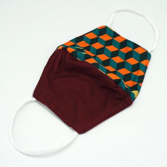 The Myriad Accessories - Giyu Maroon reusable Facemask Geometric Pattern